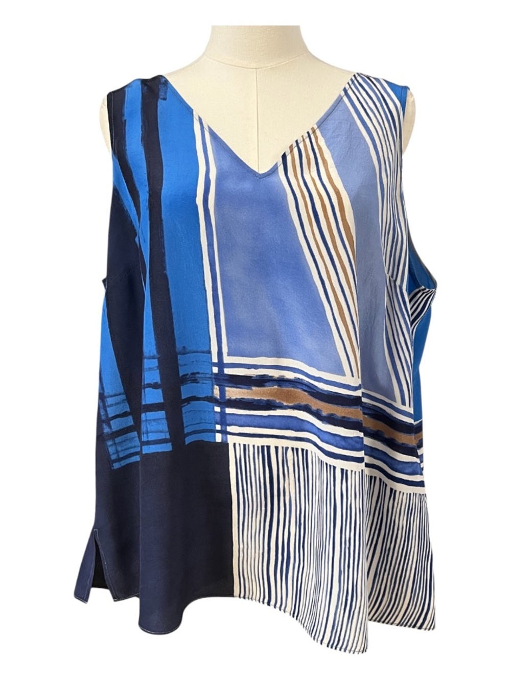 EUC NIC+ZOE Silk Blend Abstract Print Sleeveless Top | Size 1X
